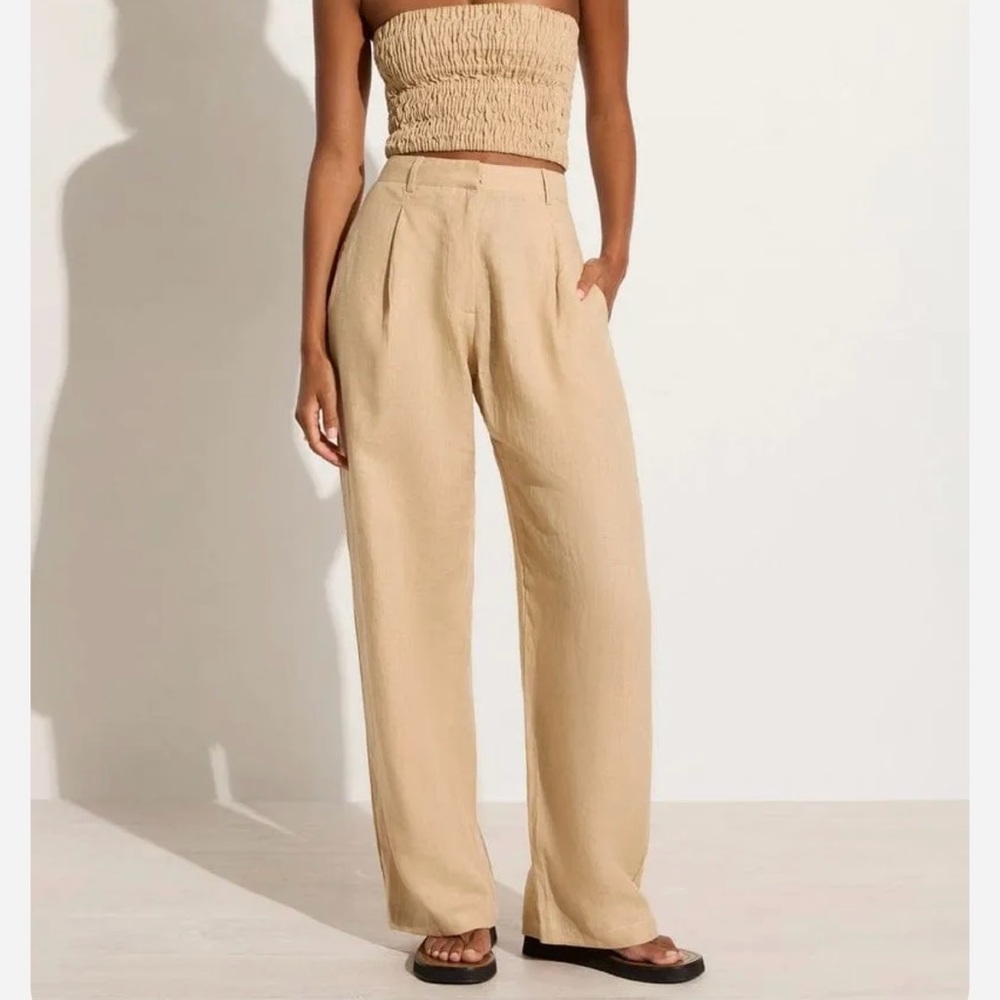 Faithfull the Brand Beige Wide Leg Pants